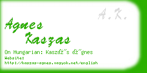 agnes kaszas business card